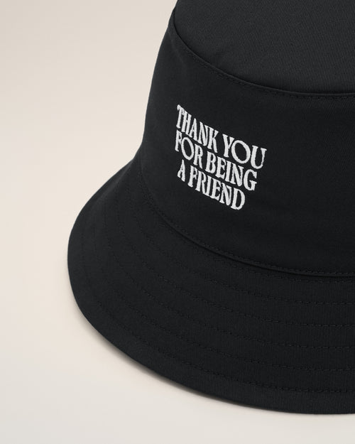 Black Cotton Thank You For Being A Friend Embroidery Hat - 3 - Ami Paris