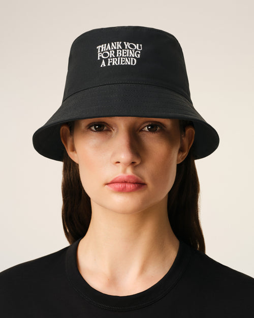                                     Black Cotton Thank You For Being A Friend Embroidery Hat - 3                                 - Ami Paris
