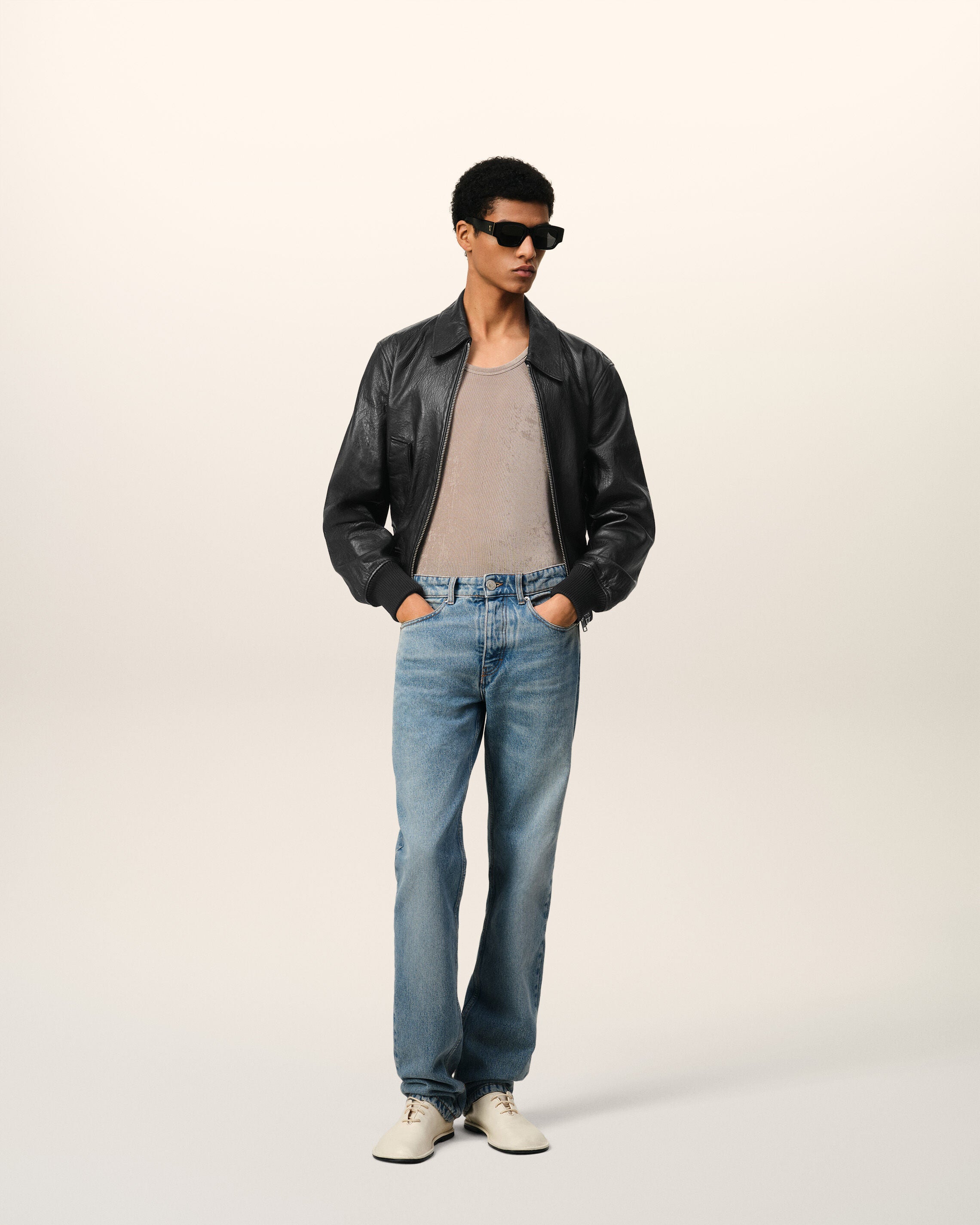 レザー ジップジャケット ブラック | AMI PARIS