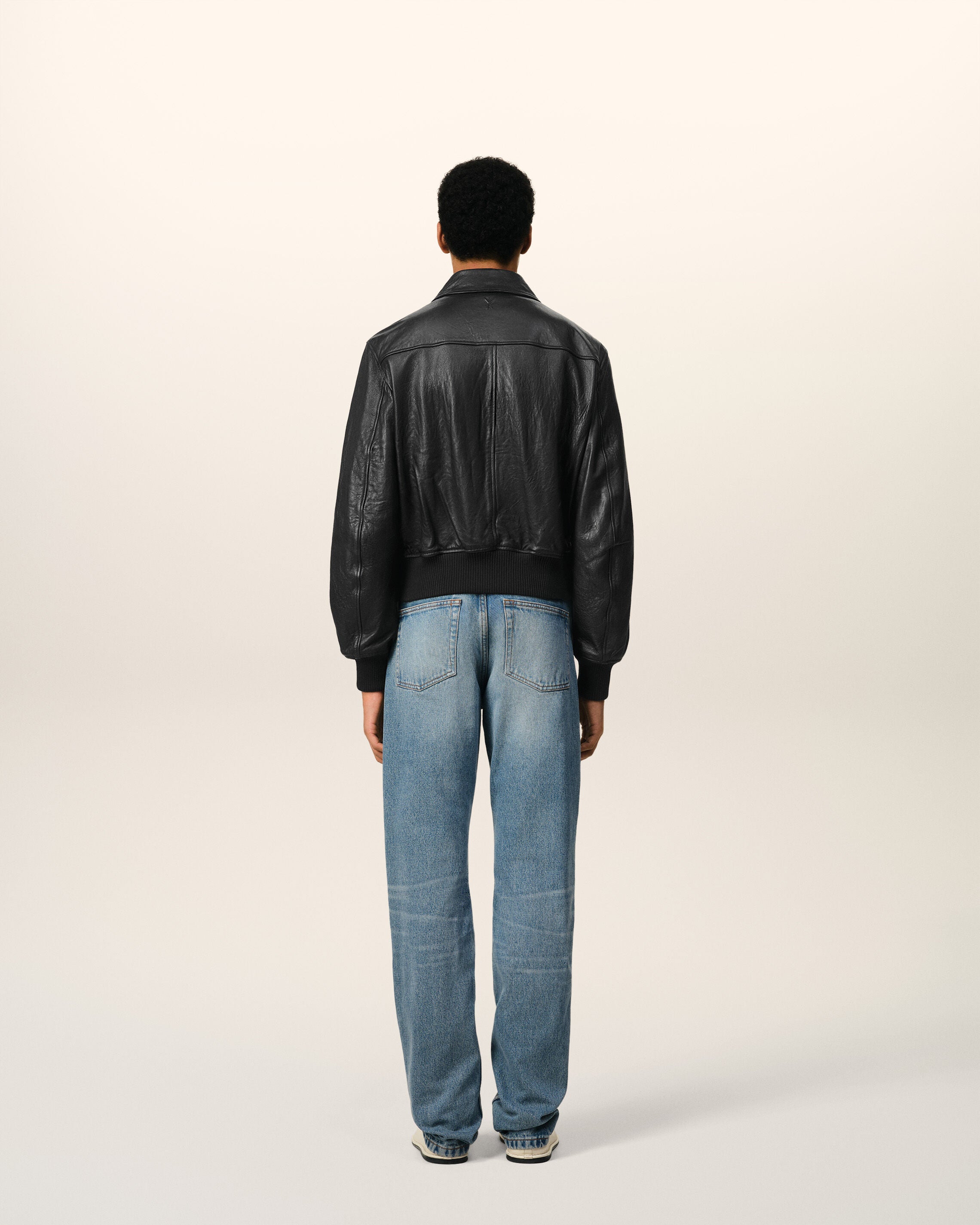 AMIコレクション使用 レザージャケット レザー ジップジャケット ブラック | AMI PARIS