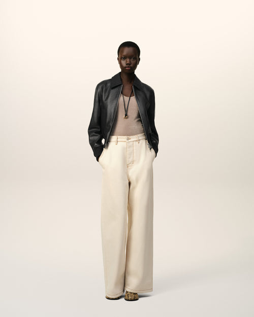                             Leather Zipped Jacket - 3                         - Ami Paris