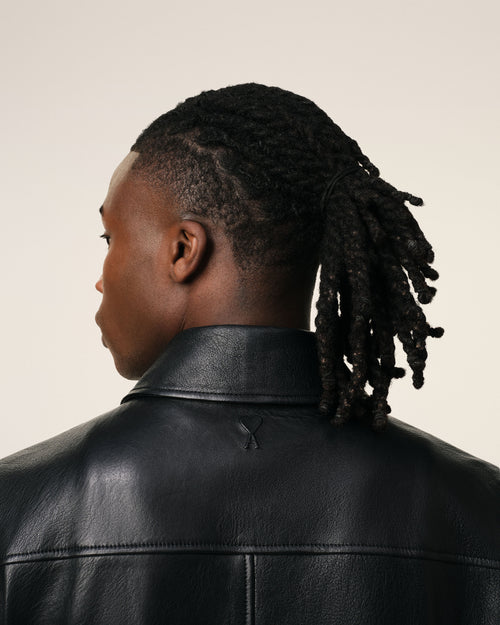 Veste Noire Zippée En Cuir - Homme - 4 - AMI Paris - Ami Paris