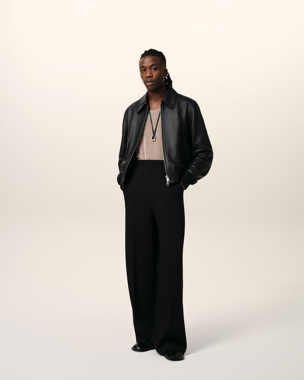 Veste Noire Zippée En Cuir - 2