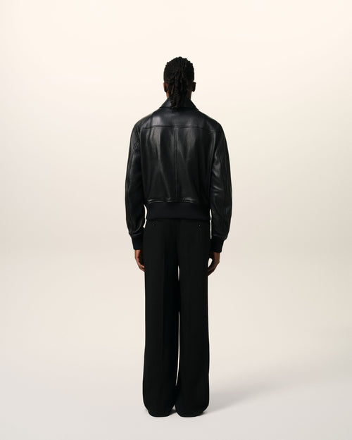 Veste Noire Zippée En Cuir - Homme - 5 - AMI Paris - Ami Paris