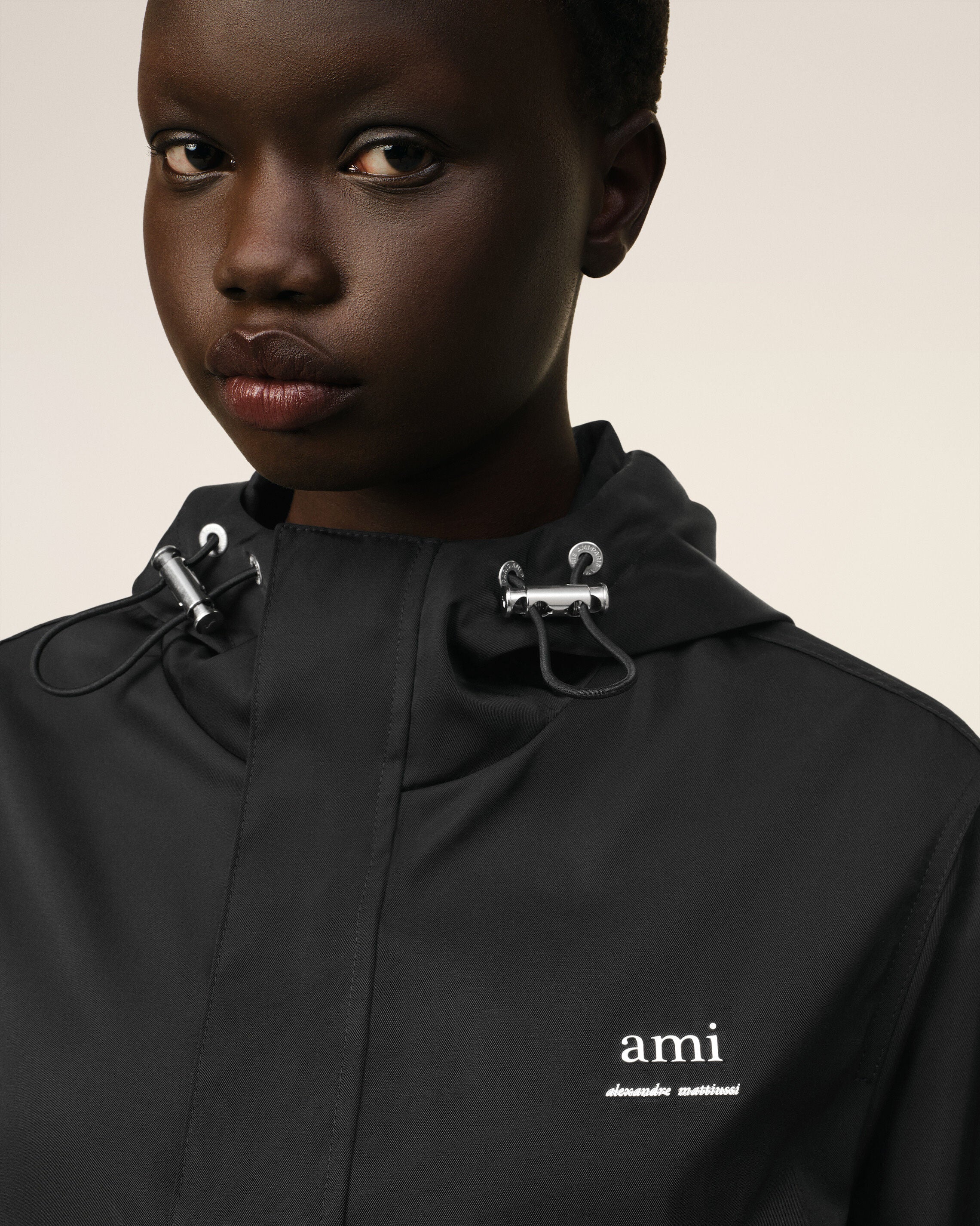 Black Hooded Ami Alexandre Mattiussi Windbreaker | AMI PARIS
