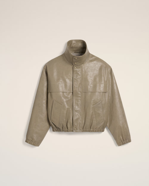 Veste Verte Zippée En Cuir - Homme - 1 - AMI Paris - Ami Paris