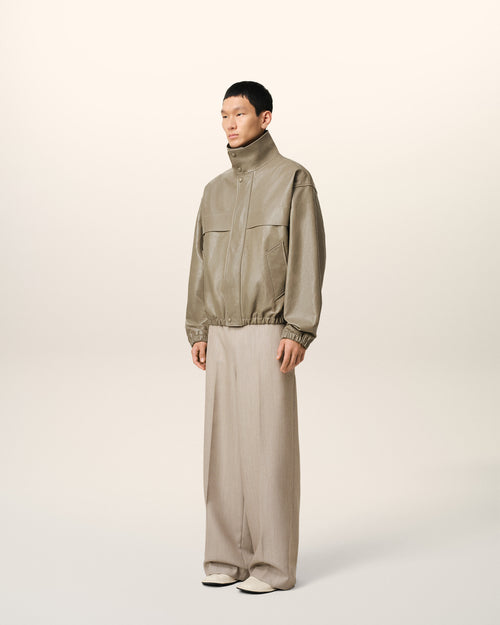 Veste Verte Zippée En Cuir - Homme - 6 - AMI Paris - Ami Paris