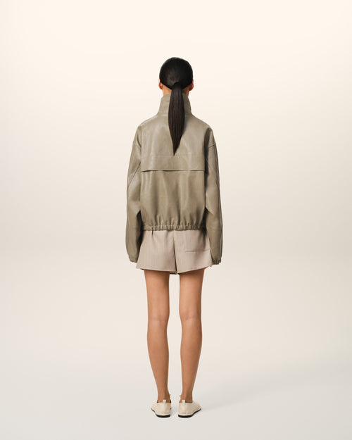 Veste Verte Zippée En Cuir - Femme - 11 - AMI Paris - Ami Paris