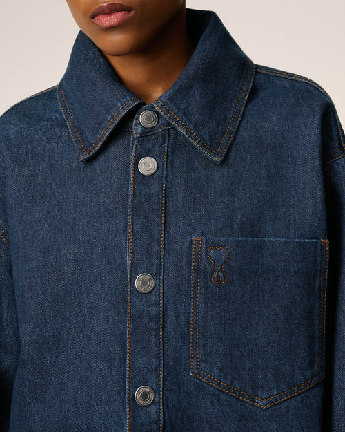 Sobrecamisa Ami de Cœur de algodón azul - Mujer - 10 - AMI Paris - Ami Paris