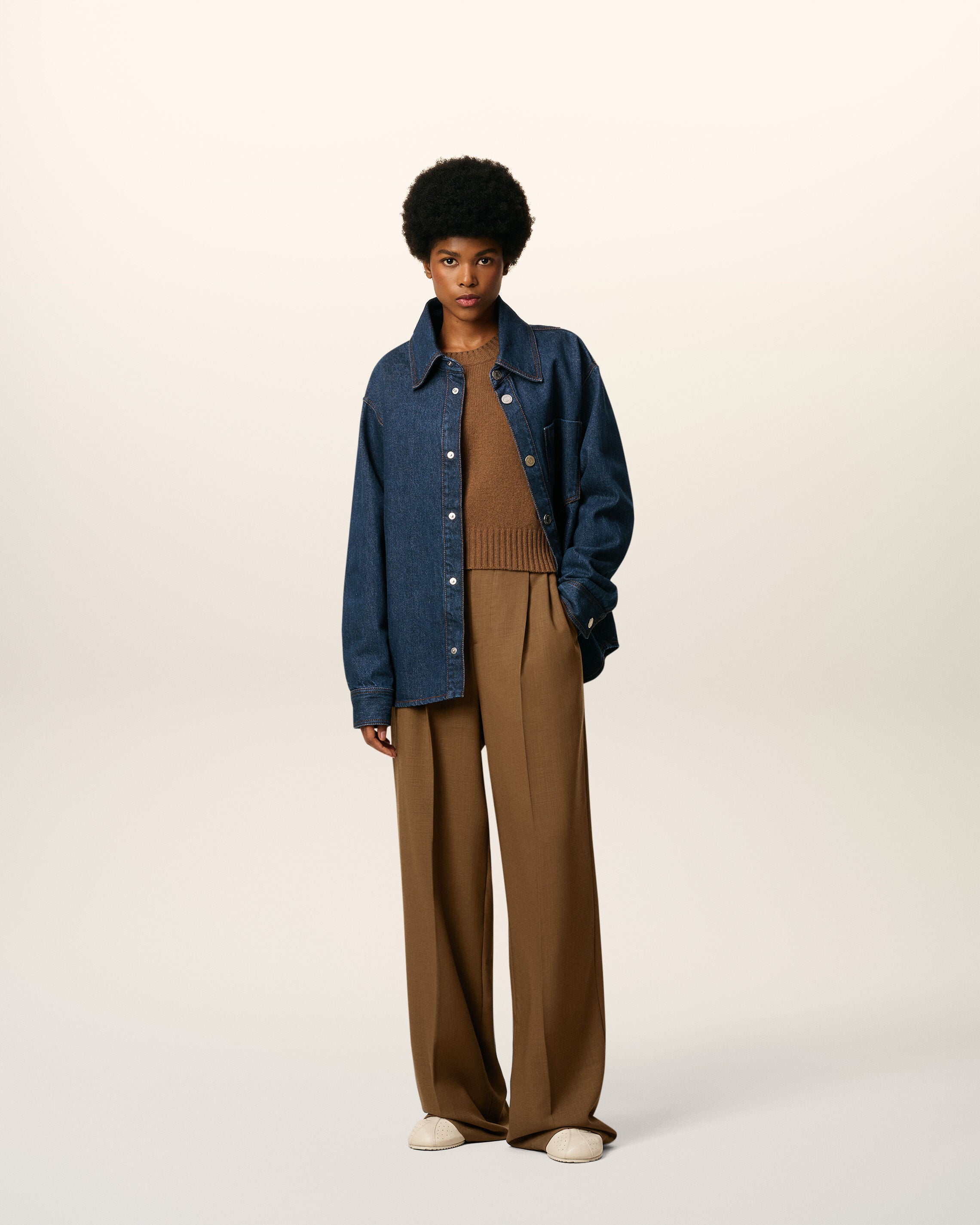 INDIGO Blue Cotton Ami De Coeur Overshirt | AMI PARIS