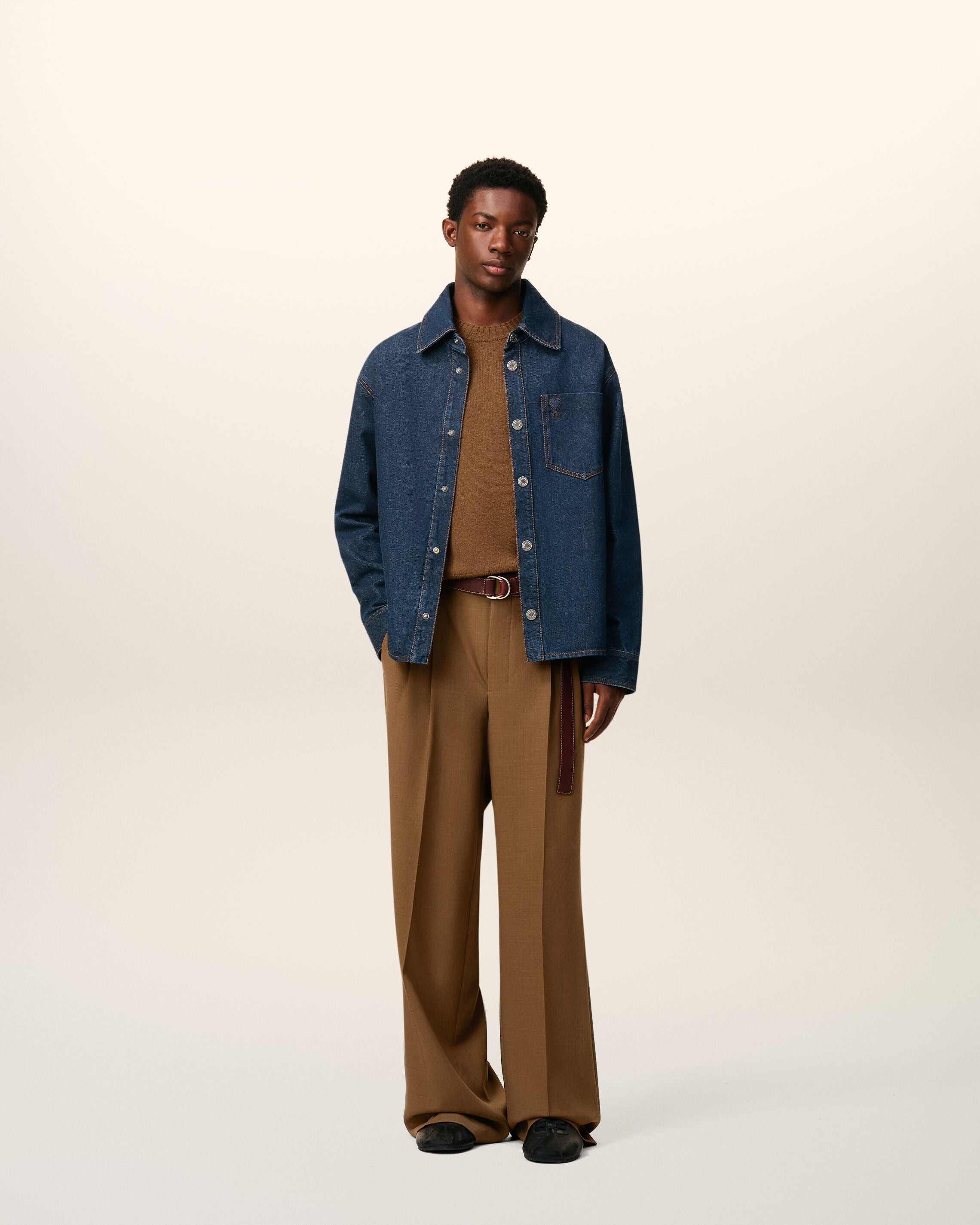 a m i .様 ルームウェア ブルー コットン Ami De Coeur オーバーシャツ インディゴ | AMI PARIS