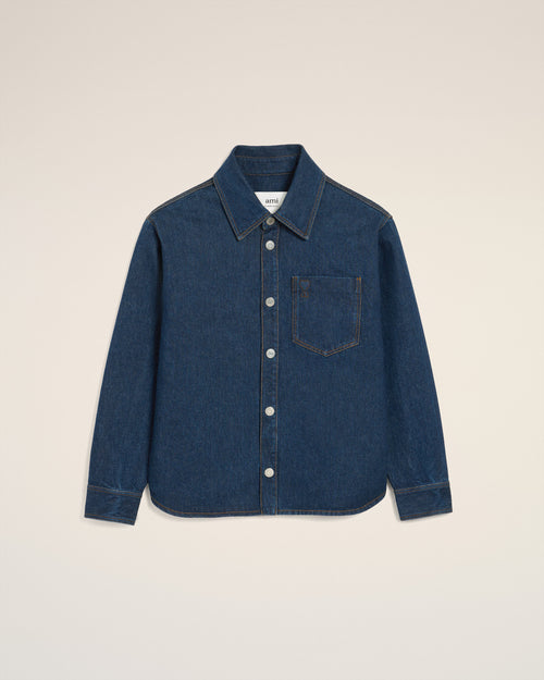 Giacca-camicia Ami de Coeur in cotone blu - Uomo - 1 - AMI Paris - Ami Paris