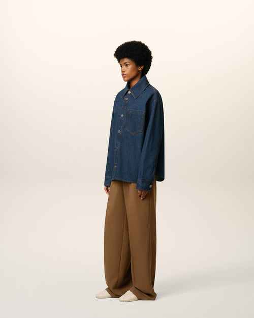 Giacca-camicia Ami de Coeur in cotone blu - Donna - 12 - AMI Paris - Ami Paris