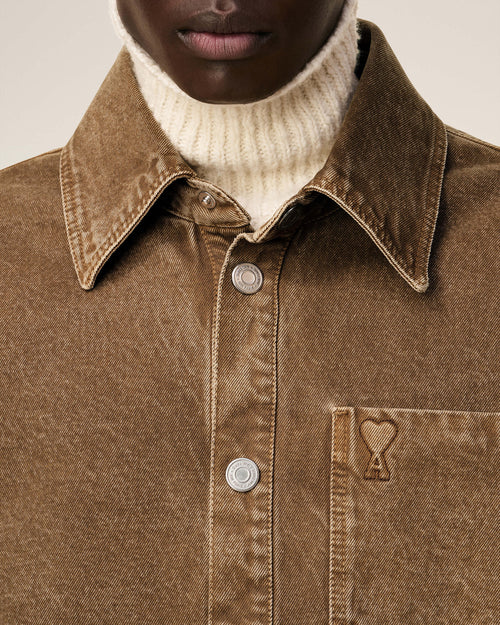 Ami De Coeur Überhemd aus brauner Baumwolle - 4 - Ami Paris