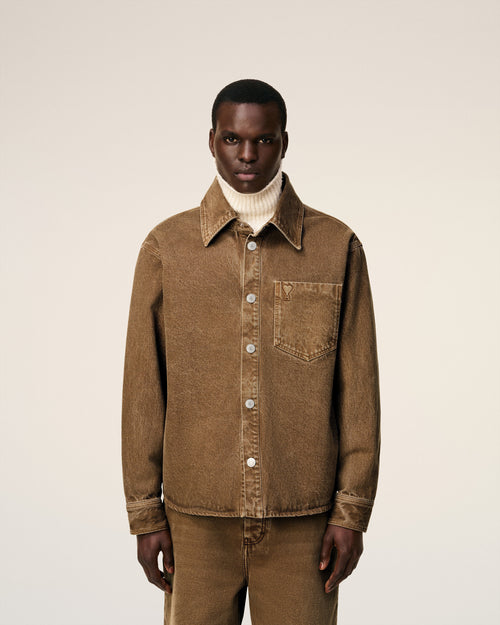 Ami De Coeur Überhemd aus brauner Baumwolle - 3 - Ami Paris