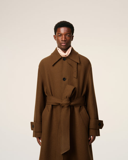Brown Wool Belted Mac - 3 - Ami Paris