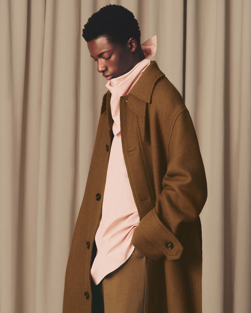 Brown Wool Belted Mac - 8 - Ami Paris