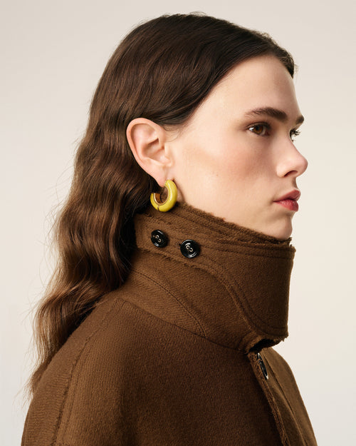 Brown Wool Belted Mac - 12 - Ami Paris