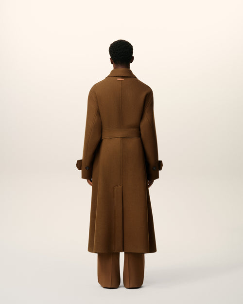 Brown Wool Belted Mac - 5 - Ami Paris