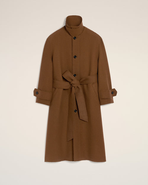 Brown Wool Belted Mac - 2 - Ami Paris