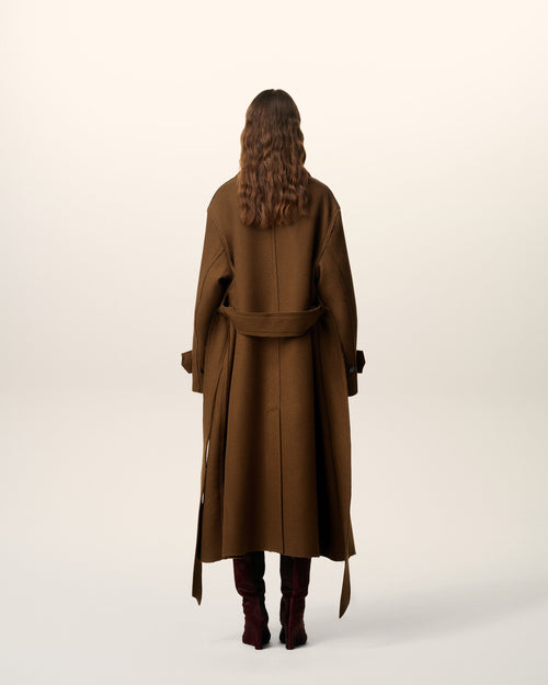 Brown Wool Belted Mac - 13 - Ami Paris