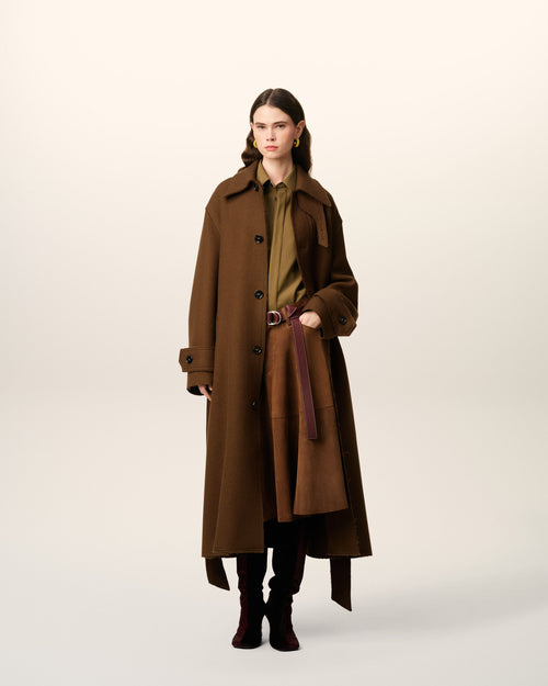                             Brown Wool Belted Mac - 3                         - Ami Paris