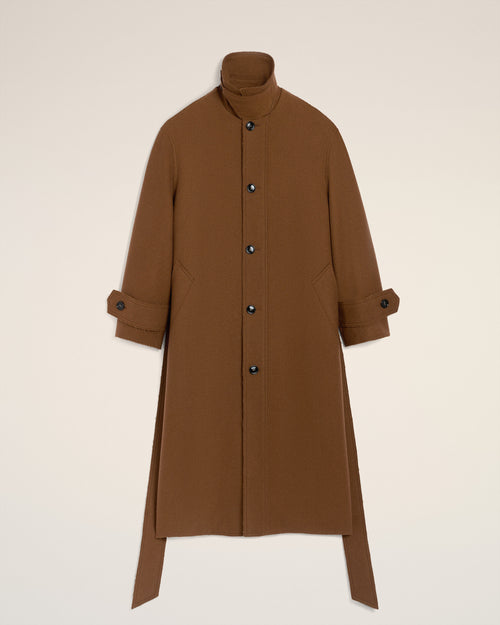 Brown Wool Belted Mac - 15 - Ami Paris