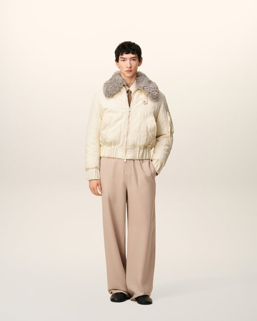 Bomber acolchada de nailon blanco - 1 - Ami Paris