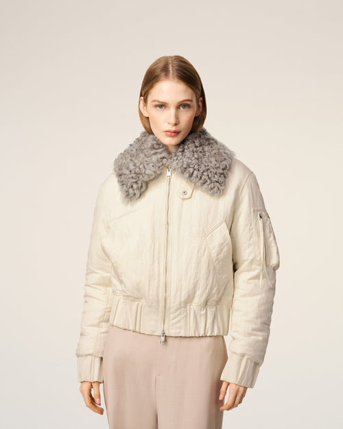 White Nylon Padded Bomber - 10 - Ami Paris