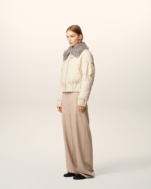 White Nylon Padded Bomber - 13 - Ami Paris