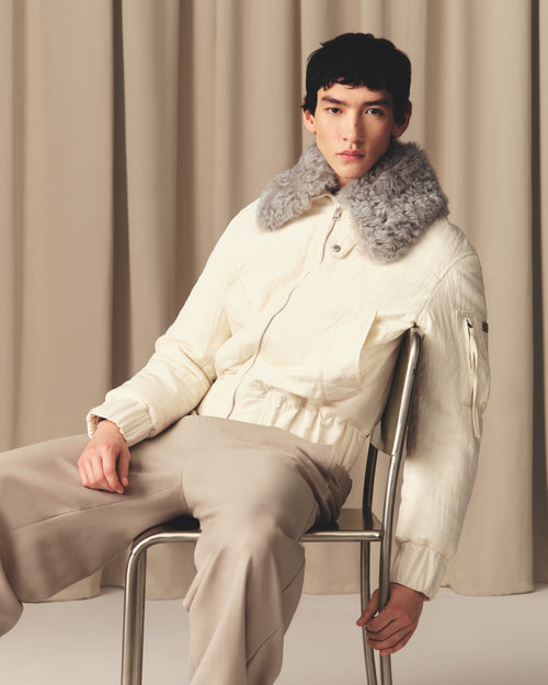 White Nylon Padded Bomber - 7 - Ami Paris