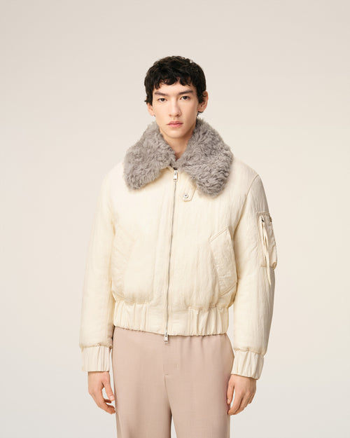 White Nylon Padded Bomber - 3 - Ami Paris