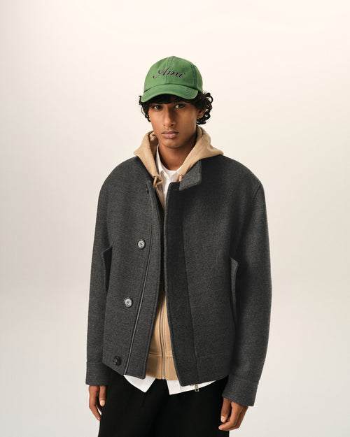 Grey wool padded harrington jacket - Man - 3 - AMI Paris - Ami Paris