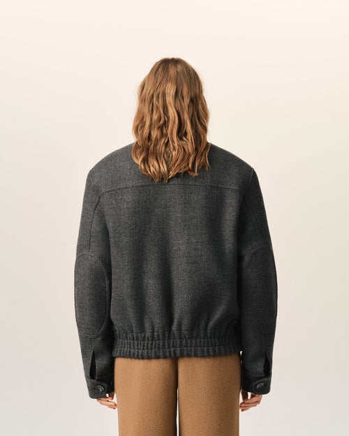 Grey wool padded harrington jacket - Woman - 11 - AMI Paris - Ami Paris