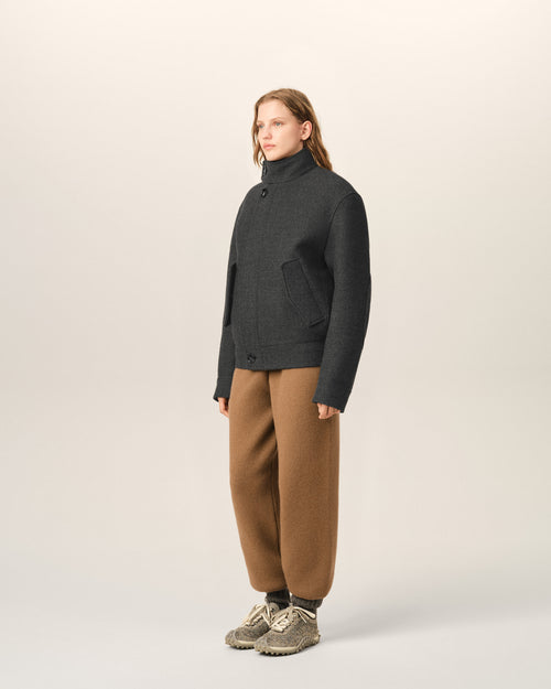Grey wool padded harrington jacket - Woman - 12 - AMI Paris - Ami Paris