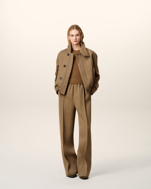                             Brown Wool Herringbone Harrington Jacket - 3                         - Ami Paris