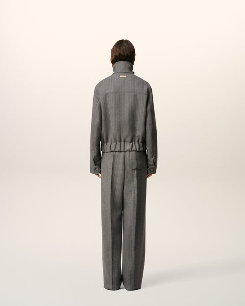 Grey Wool Herringbone Harrington Jacket - 12 - Ami Paris