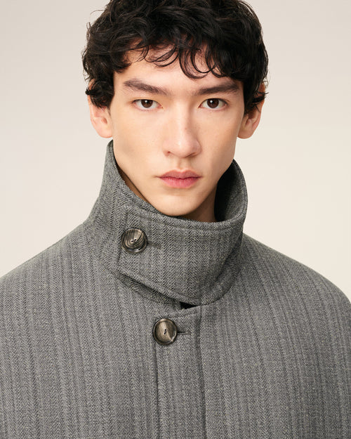 Grey Wool Herringbone Harrington Jacket - 4 - Ami Paris