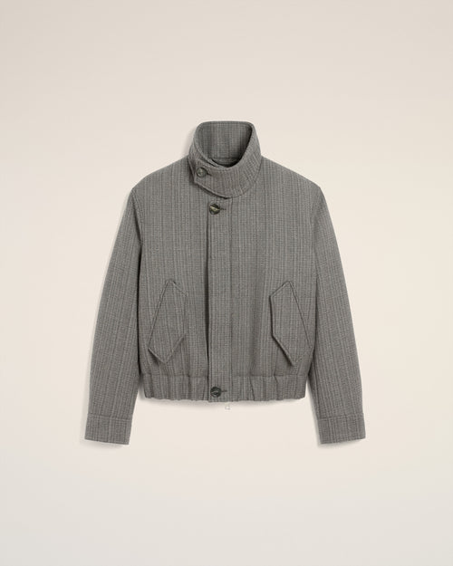 Grey Wool Herringbone Harrington Jacket - 4 - Ami Paris