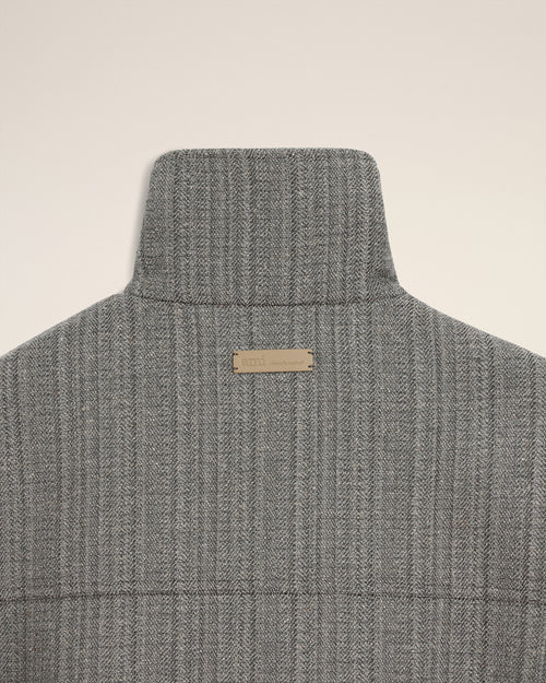 Grey Wool Herringbone Harrington Jacket - 7 - Ami Paris
