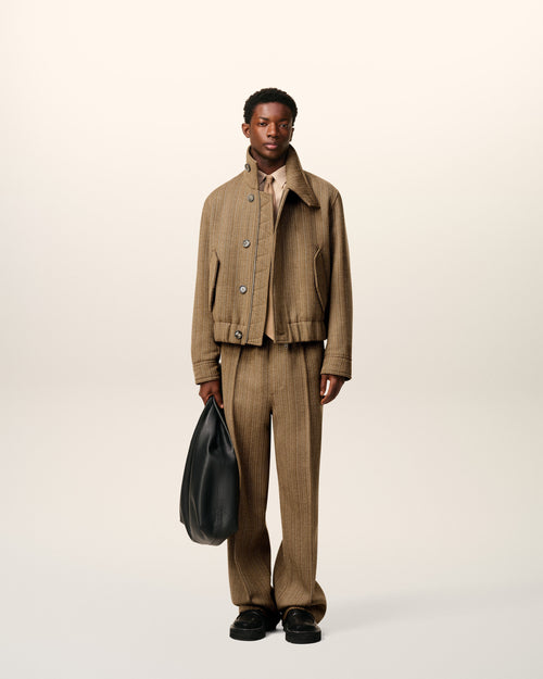 Brown Wool Herringbone Harrington Jacket - 2 - Ami Paris