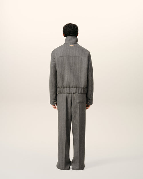 Grey Wool Herringbone Harrington Jacket - 5 - Ami Paris