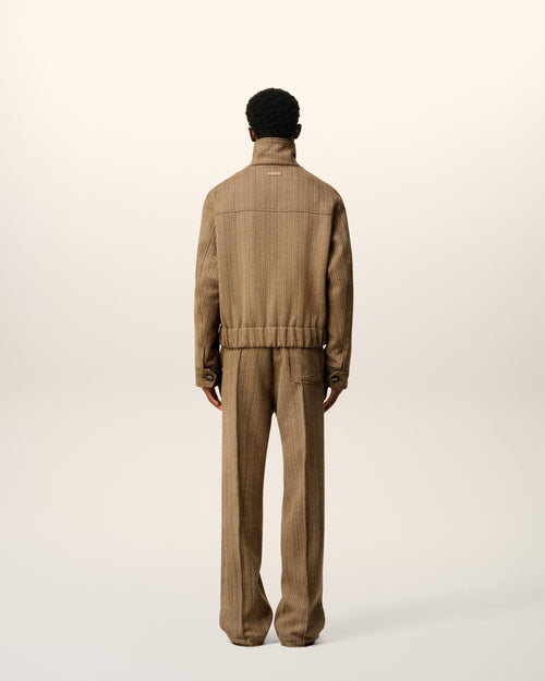 Brown Wool Herringbone Harrington Jacket - 5 - Ami Paris