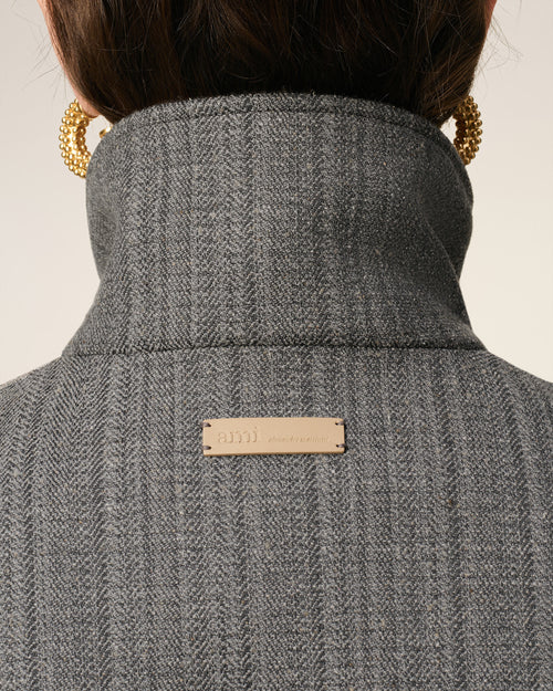 Grey Wool Herringbone Harrington Jacket - 11 - Ami Paris