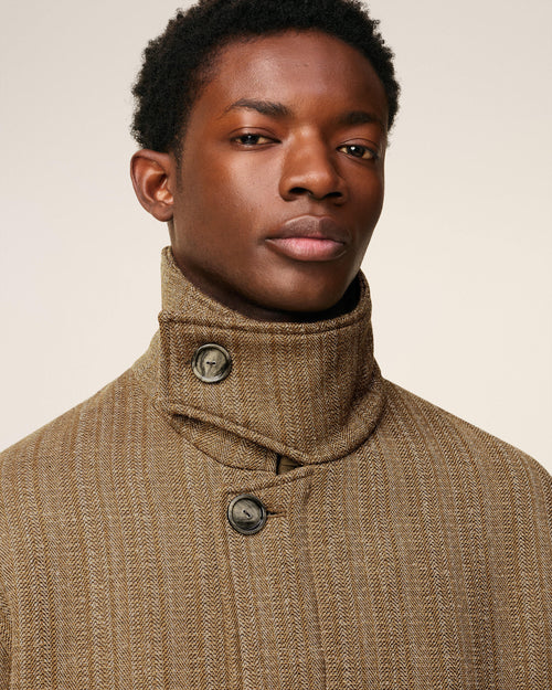 Brown Wool Herringbone Harrington Jacket - 4 - Ami Paris