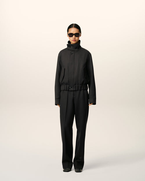                             Black Wool Harrington Jacket - 3                         - Ami Paris