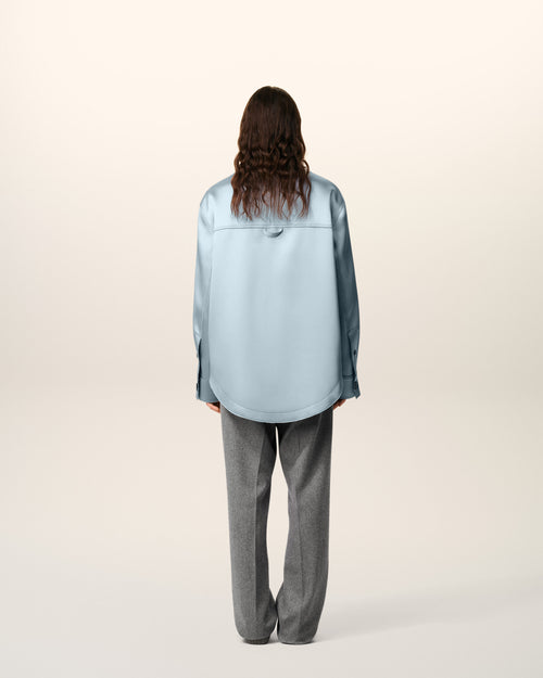 Blue Satin Ami De Coeur Buttoned Jacket - 5 - Ami Paris