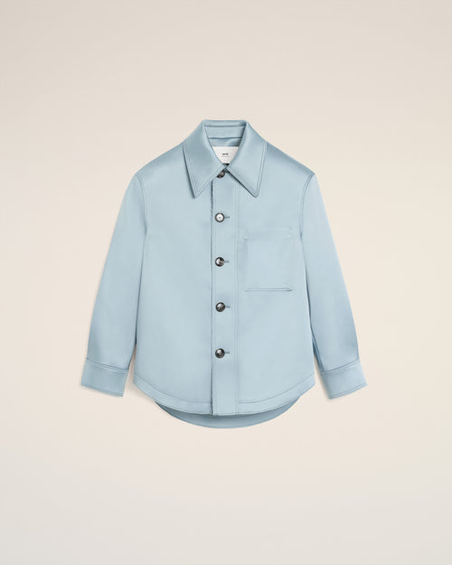 Blue Satin Ami De Coeur Buttoned Jacket - 4 - Ami Paris