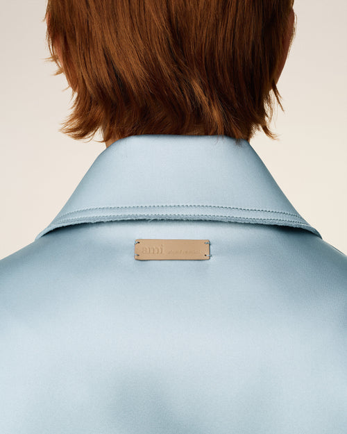 Blue Satin Ami De Coeur Buttoned Jacket - 10 - Ami Paris