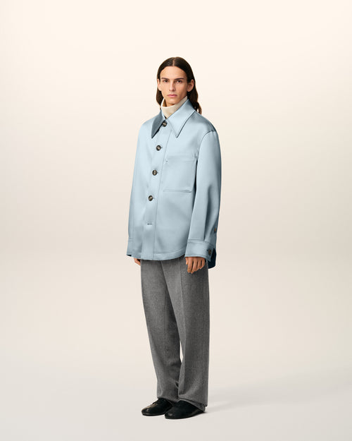 Blue Satin Ami De Coeur Buttoned Jacket - 6 - Ami Paris